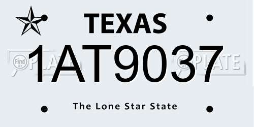 1AT9037 Texas License Plate