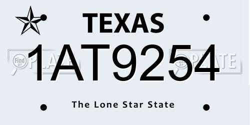 1AT9254 Texas License Plate