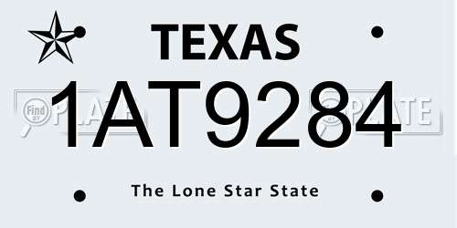 1AT9284 Texas License Plate