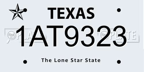 1AT9323 Texas License Plate