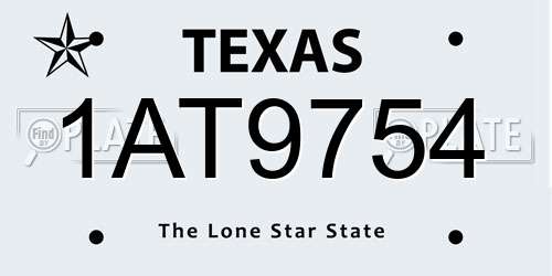 1AT9754 Texas License Plate