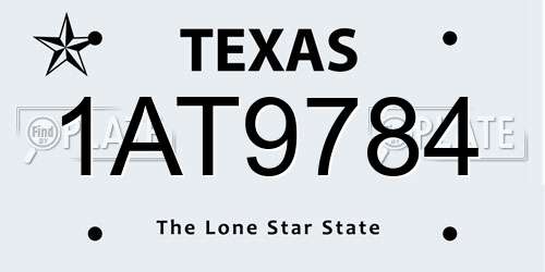 1AT9784 Texas License Plate