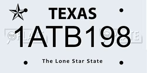 1ATB198 Texas License Plate