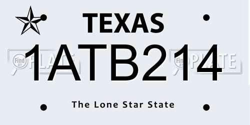 1ATB214 Texas License Plate