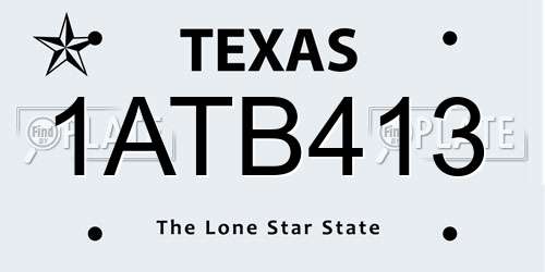 1ATB413 Texas License Plate