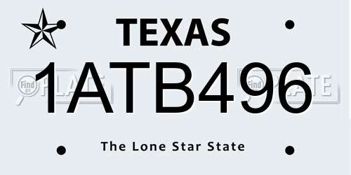 1ATB496 Texas License Plate