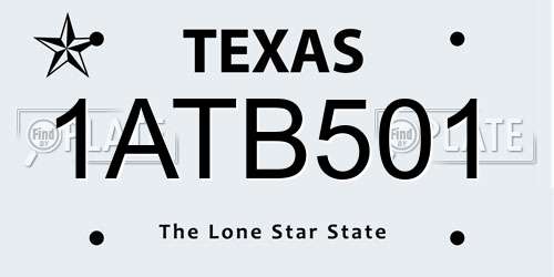 1ATB501 Texas License Plate