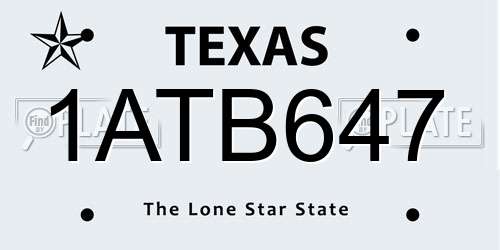 1ATB647 Texas License Plate