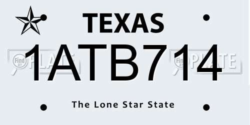 1ATB714 Texas License Plate