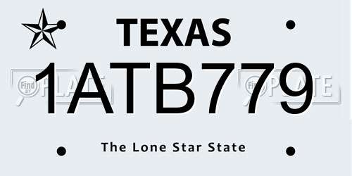 1ATB779 Texas License Plate