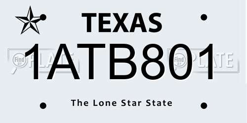 1ATB801 Texas License Plate