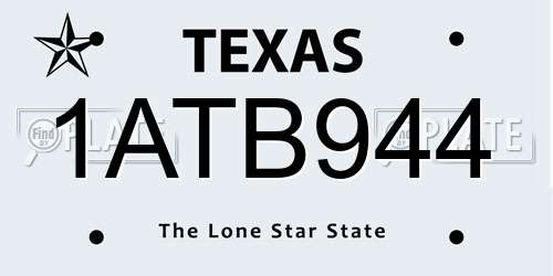 1ATB944 Texas License Plate