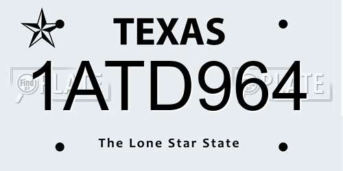 1ATD964 Texas License Plate
