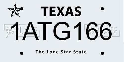 1ATG166 Texas License Plate