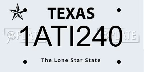 1ATI240 Texas License Plate