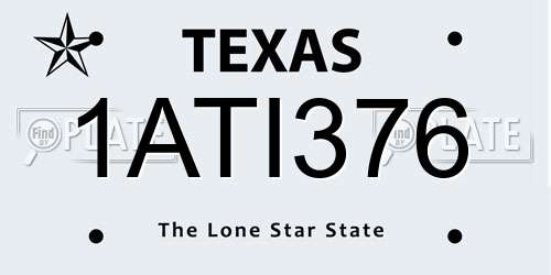 1ATI376 Texas License Plate