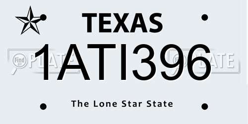 1ATI396 Texas License Plate