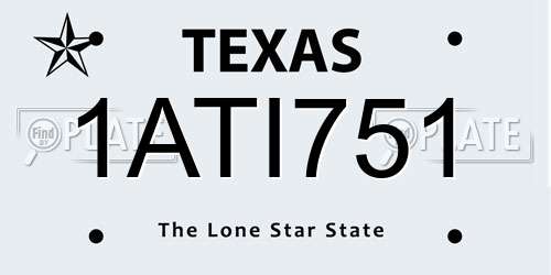 1ATI751 Texas License Plate