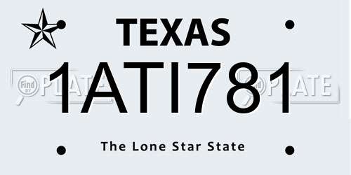 1ATI781 Texas License Plate