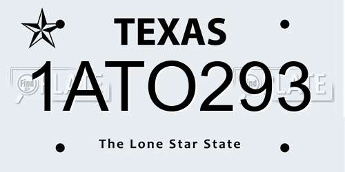 1ATO293 Texas License Plate