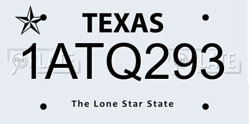 1ATQ293 Texas License Plate
