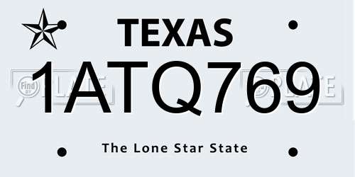 1ATQ769 Texas License Plate