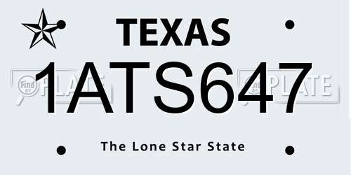 1ATS647 Texas License Plate