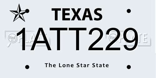1ATT229 Texas License Plate