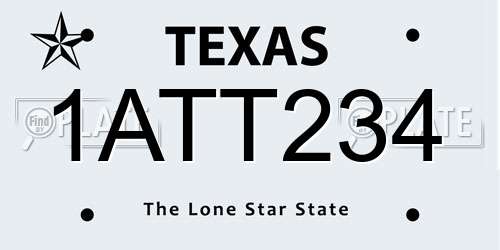 1ATT234 Texas License Plate