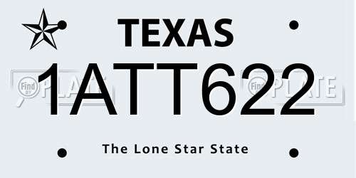 1ATT622 Texas License Plate