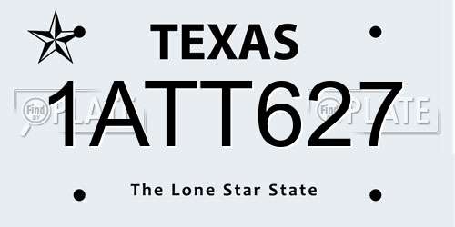 1ATT627 Texas License Plate
