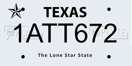 1ATT672 Texas License Plate