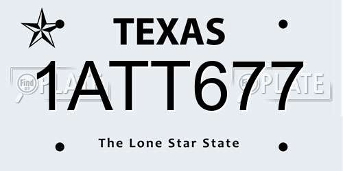 1ATT677 Texas License Plate