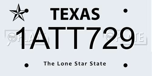 1ATT729 Texas License Plate