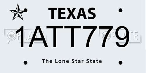 1ATT779 Texas License Plate