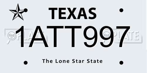 1ATT997 Texas License Plate