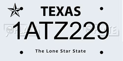 1ATZ229 Texas License Plate