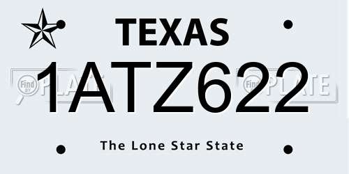 1ATZ622 Texas License Plate