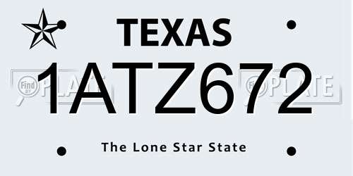 1ATZ672 Texas License Plate