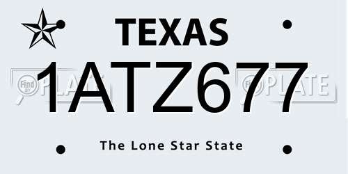 1ATZ677 Texas License Plate