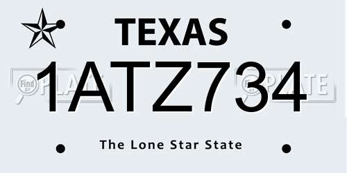 1ATZ734 Texas License Plate