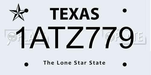 1ATZ779 Texas License Plate