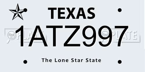 1ATZ997 Texas License Plate