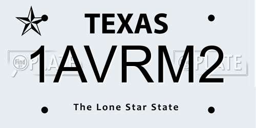 1AVRM2 Texas License Plate