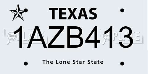 1AZB413 Texas License Plate