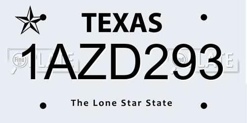 1AZD293 Texas License Plate