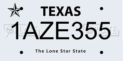1AZE355 Texas License Plate