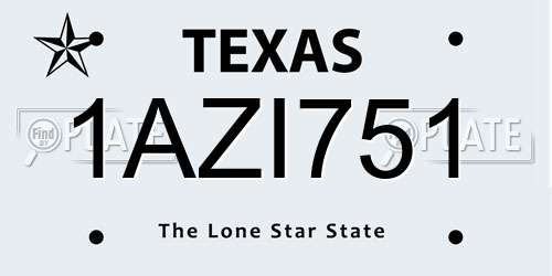 1AZI751 Texas License Plate