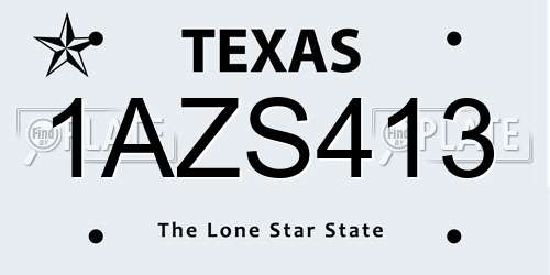1AZS413 Texas License Plate