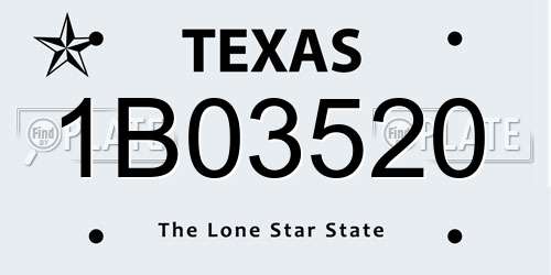 1B03520 Texas License Plate